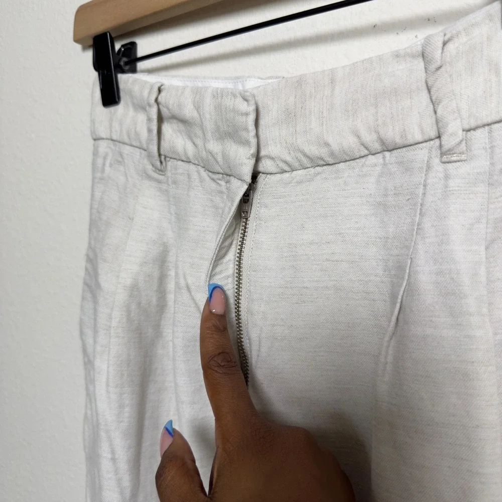 Aritzia Women Effortless Linen Trouser Pants 0 Wide Leg Beige High Rise Office
